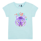 3 Pommes Girls Turquoise Reversible Sequins Tiger T-shirt